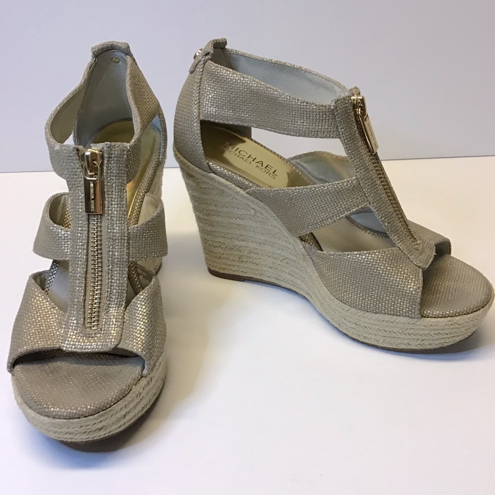 Michael Kors "Berkley" Gold Metallic Wedge 6.5